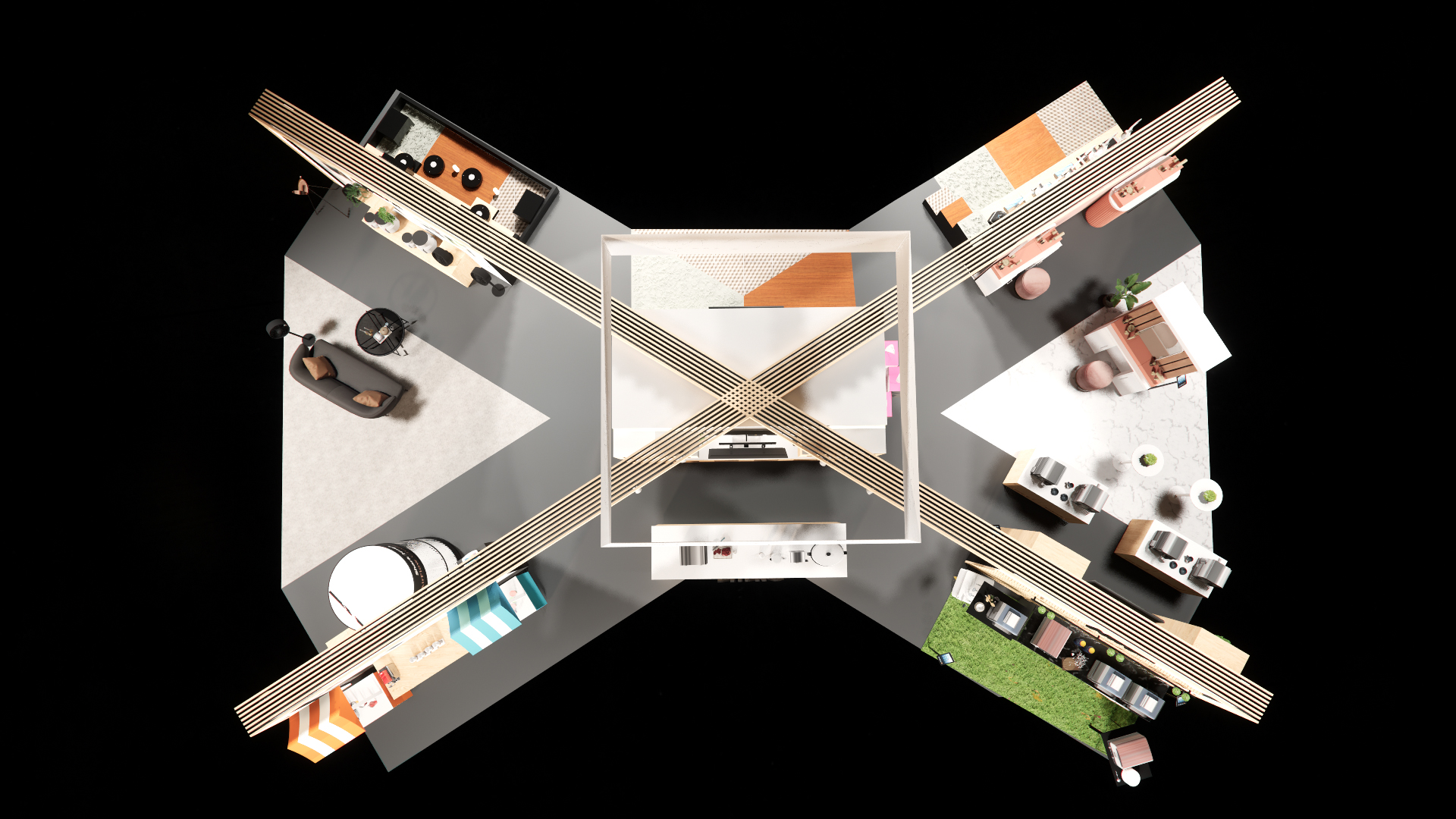 SharkNinja Exhibition Stand render aerial view